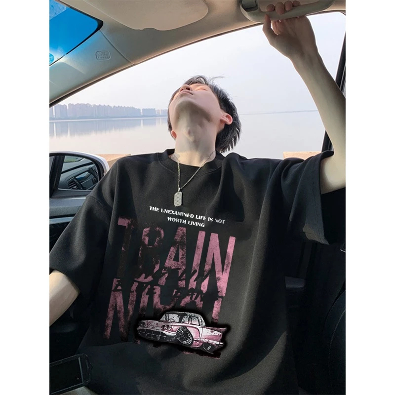 HIGH RAIN baju pria oversize  Kaos Pria Retro Car Baju Distro Original 100% Retro Style Tshirt Longg