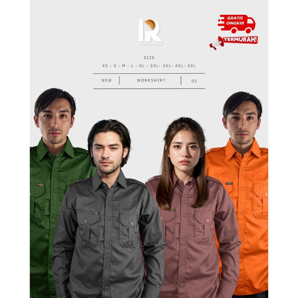 BAJU PDL/ PDH POLOS, Lapangan/ Outdoor/ Operator/ Mekanik, Kemeja Formal Panjang Warna Hijau Botol, 
