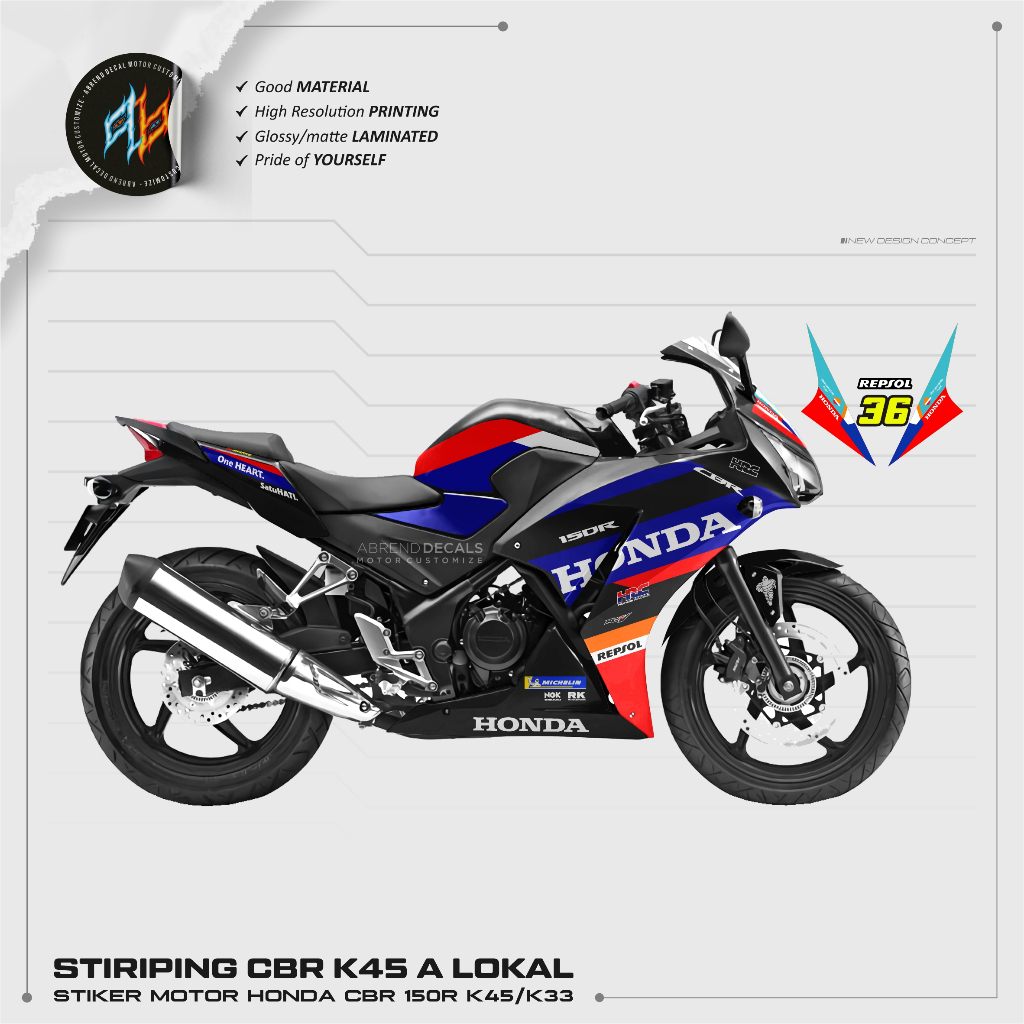STRIPING CBR K45 A LOKAL HONDA 2024 / STIKER MOTOR CBR K45/K33 DESIGN CUSTOM / STOCK DECAL