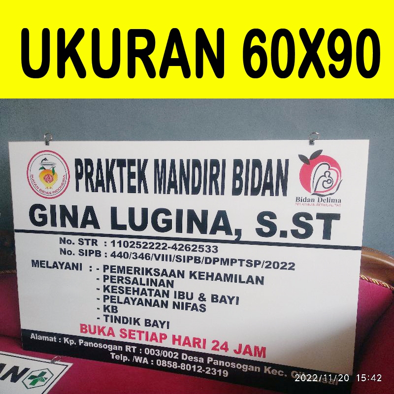 

Acrylic 60x90 Papan Nama Dokter Bidan Plang Praktek Sign Label 60*90