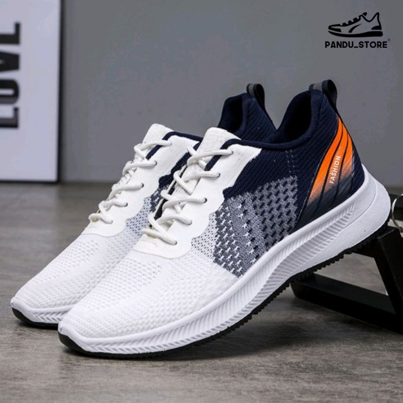 Sepatu Sneakers Olahraga Pria Model Tali Sepatu Sport Kasual Trendy