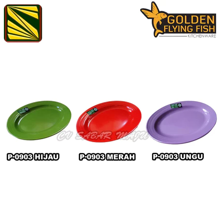 Golden Flying Fish Piring Ulir Oval / Piring Lodor Ulir / Piring Sajian Melamin