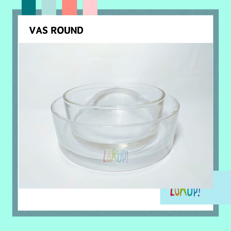 Vas Bunga Bulat / Vas Kaca Bening Bulat / Round Glass Vase / Vas Kaca Silinder