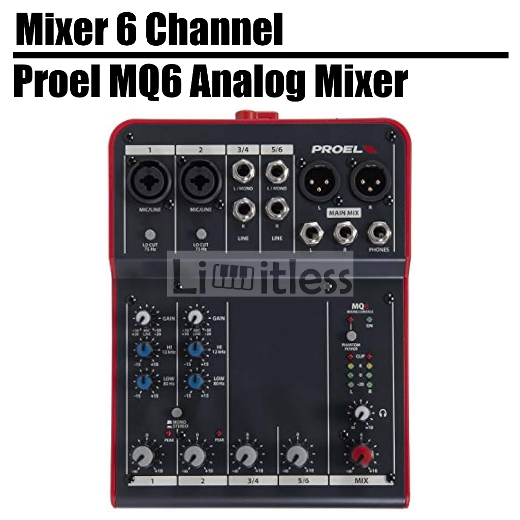 Mixer 6 Channel Proel MQ6 Analog Mixer 6 Channel With Phantom Power Original