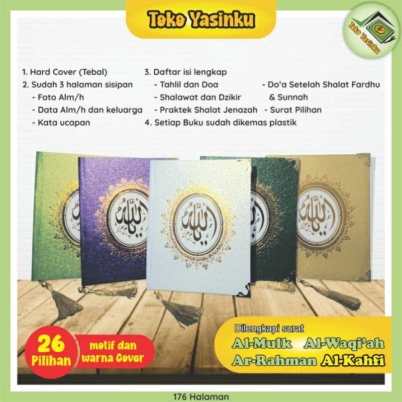 176 HAL BUKU YASIN & TAHLIL (HVS). HARD COVER. FREE 3 HAL SISIPAN (ART PAPER). DILENGKAPI SURAT AL-K