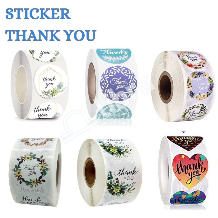 

Isi 500 Pcs Sticker Thank You Roll / Sticker Terima Kasih Bulat Label Aksesoris