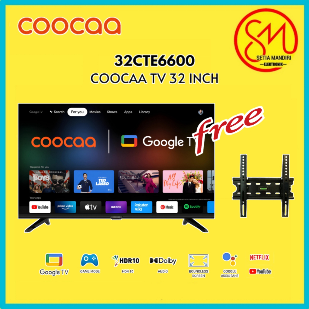 COOCAA Smart Google TV LED 32 & 40 Inch HDR10 Dolby Audio - Digital DVB-T2 - 32CTE6600 & 40CTE6600