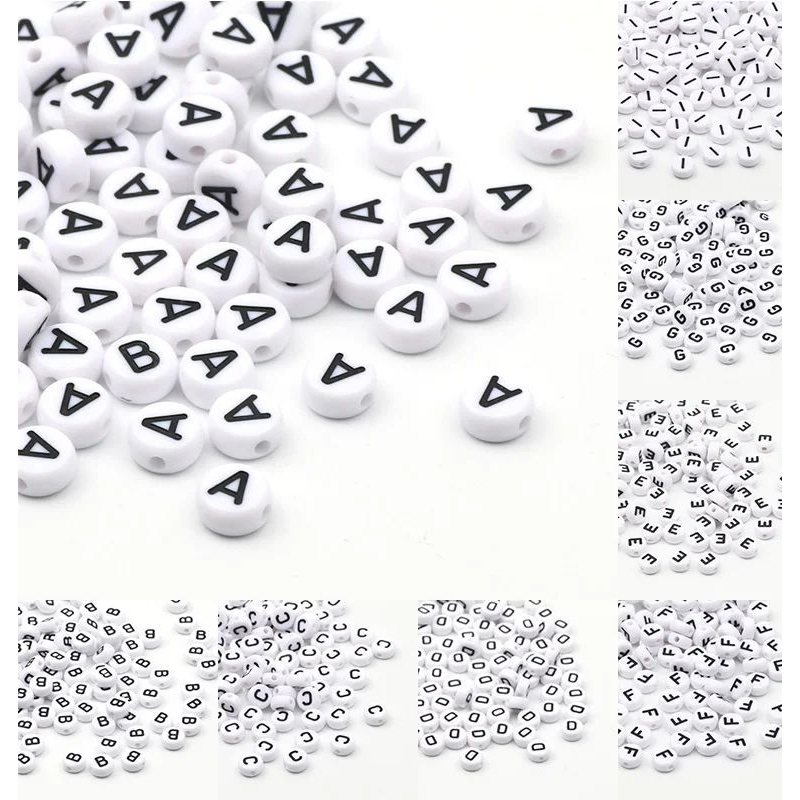 ( COD ) MANIK HURUF PUTIH TULISAN HITAM/ MANIK HURUF KHUSUS BISA PILIH HURUF