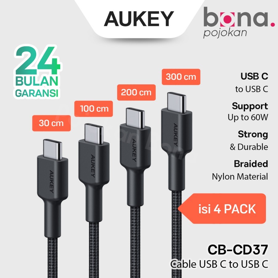 Aukey Kabel Charger Type C To Type C 60W Braided Nylon CB-CD37