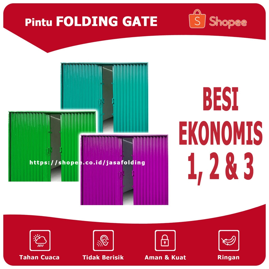 Besi Ekonomis - Pintu Folding Gate Rolling Door Harmonika Garasi Lipat Sliding