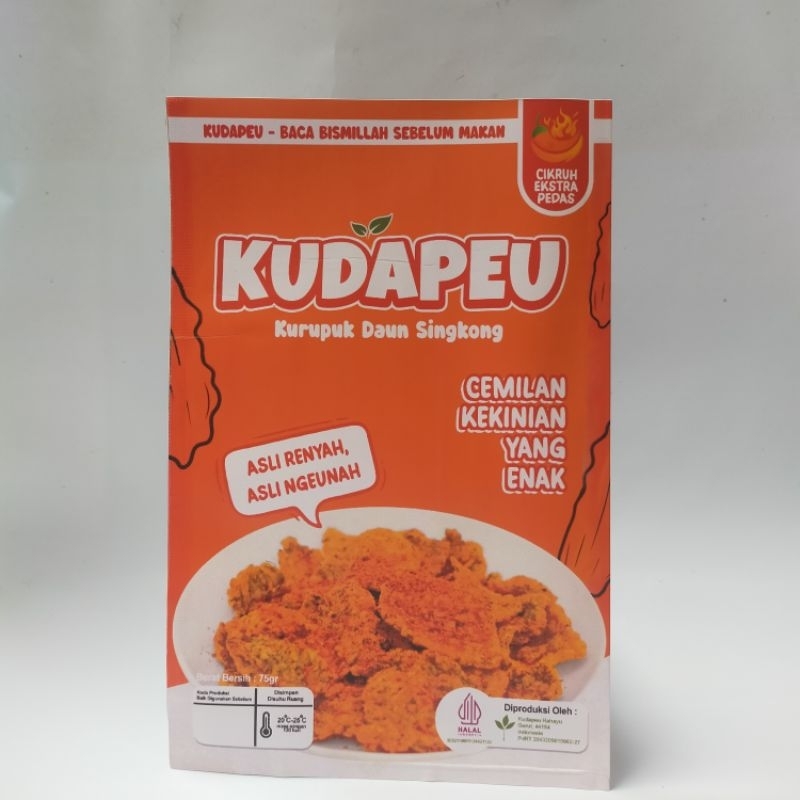 

Kudapeu (kerupuk daun singkong) variant rasa cikruh ekstra pedas