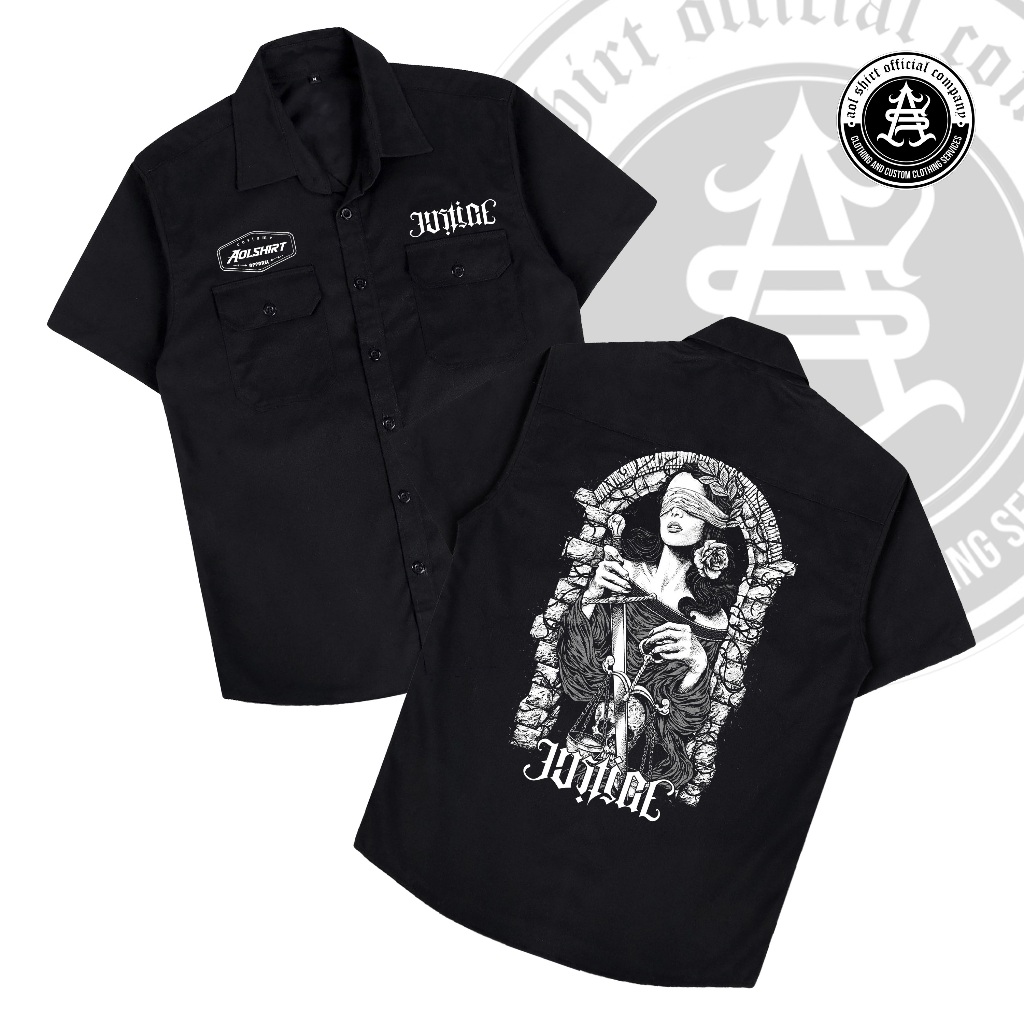 JUSTICE Workshirt Metal / Kemeja Workshirt Pria Hitam / AOLSHIRT