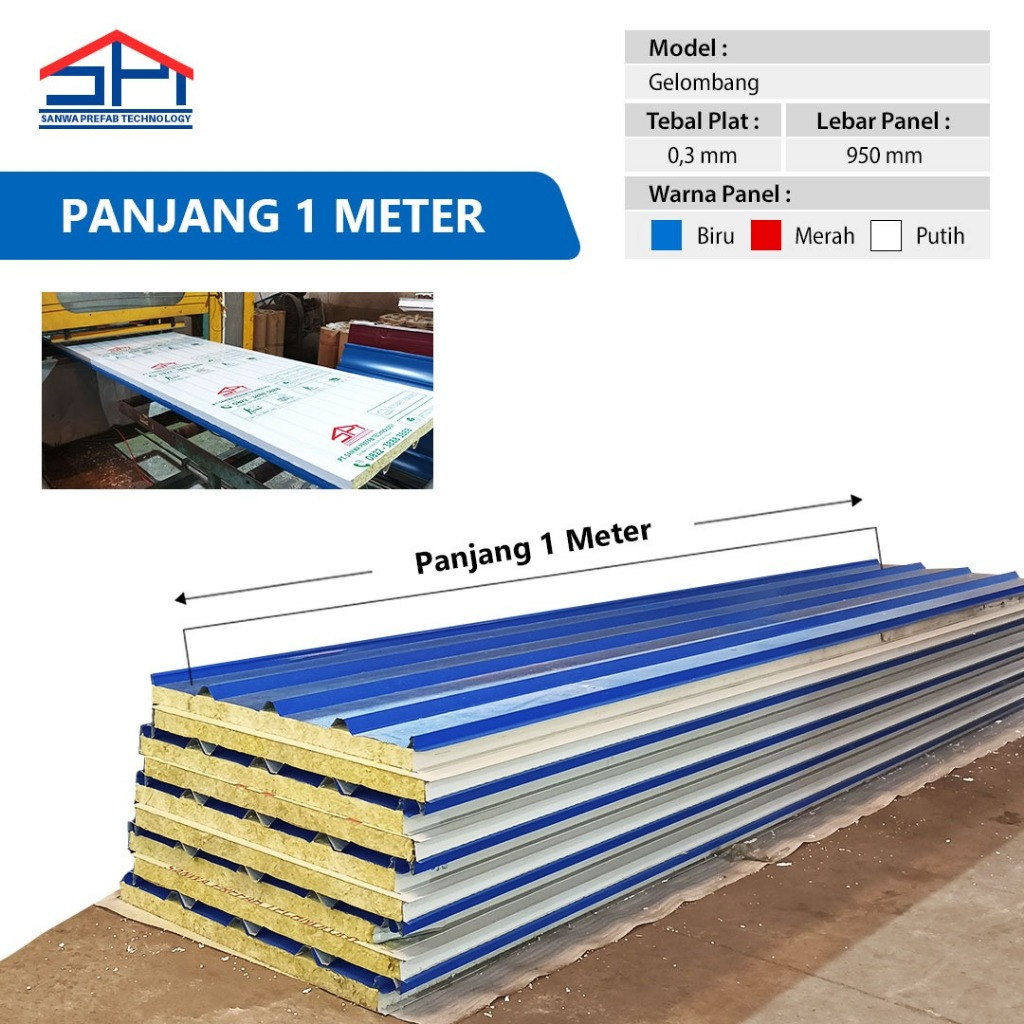 Sanwa - Sandwich Panel Rockwool Atap Peredam Suara Tahan Api Tahan Panas Bangunan Komersial Industri