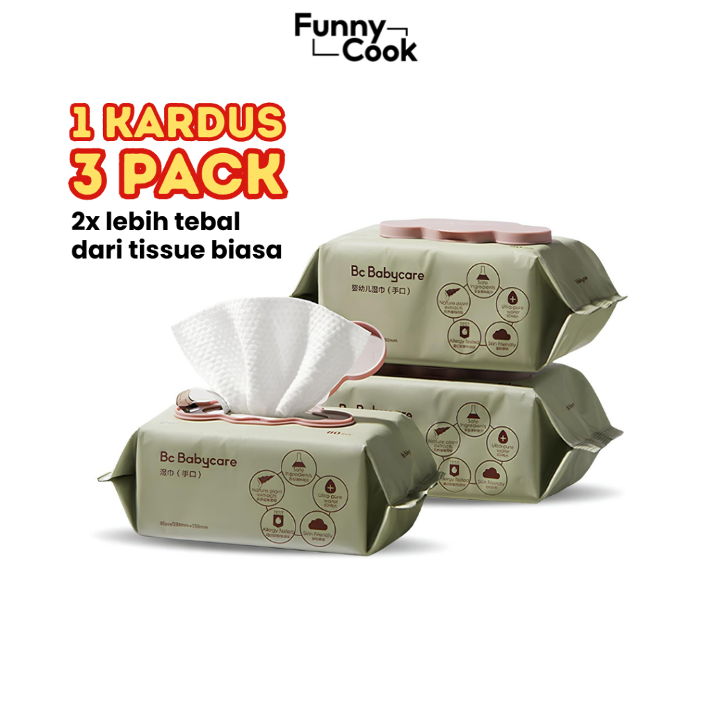 Funnycook Tisu Basah Bayi Wet Tissue Baby Wipes Hand Mouth Children'S Wipes Facial Tissue Wipes