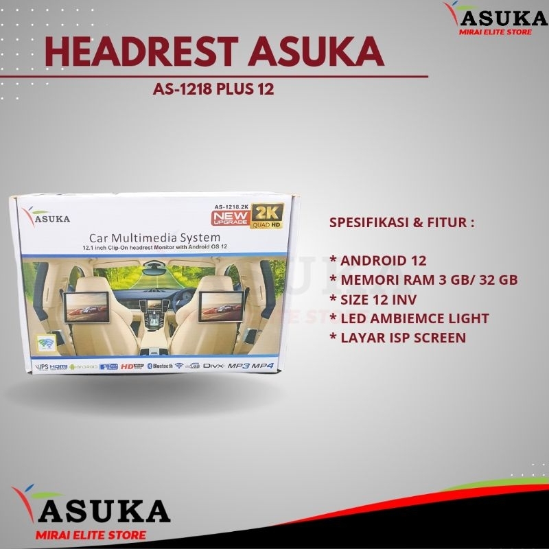 Asuka AS 1218 Headrest Android 3/32 GB 12 inch