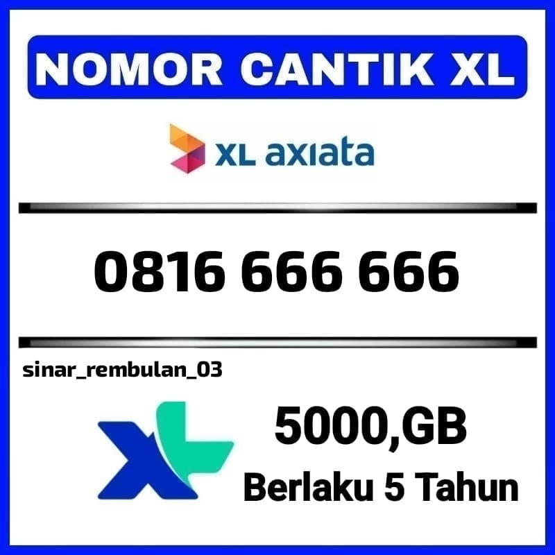 Perdana Cantik Xl Plus Kuota 5000 GB 5 Tahun Siap Pakai Berlaku Seluruh Indonesia XL Axiata