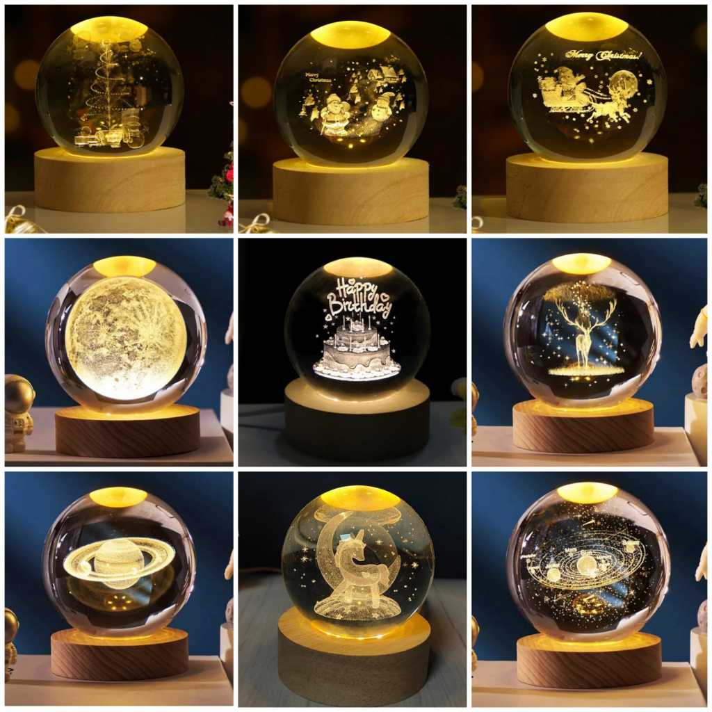 LAMPU HIAS LED BOLA KRISTAL LAMPU KAMAR TIDUR LAMPU HIAS LED KAMAR TIDUR MOTIF - BDC