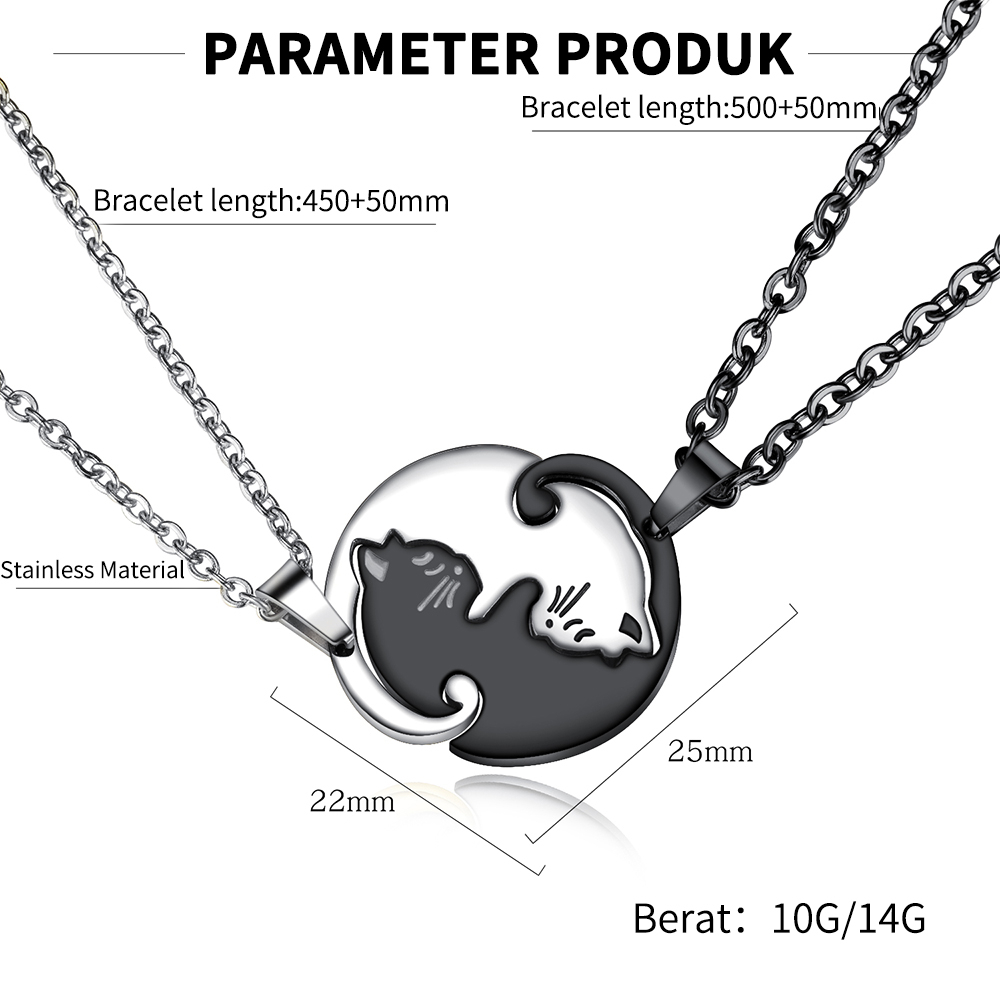 OLEVS Kalung Titanium Couple Pria Wanita Aesthetic Anti Karat Bentuk Kitten Necklace Liontin Korea