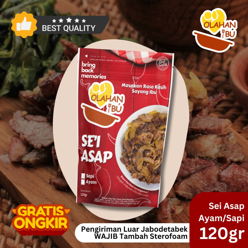 

(REG & NEXTDAY) Sei Daging Asap Frozen Khas Olahan Ibu