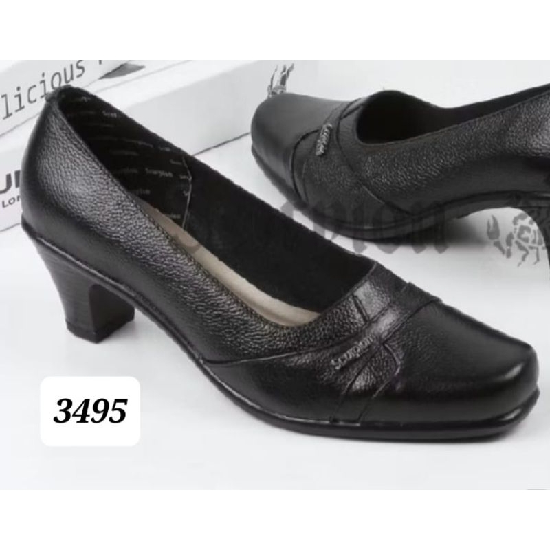 Scorpion 3495- Sepatu kulit pantofel wanita  hak 5cm