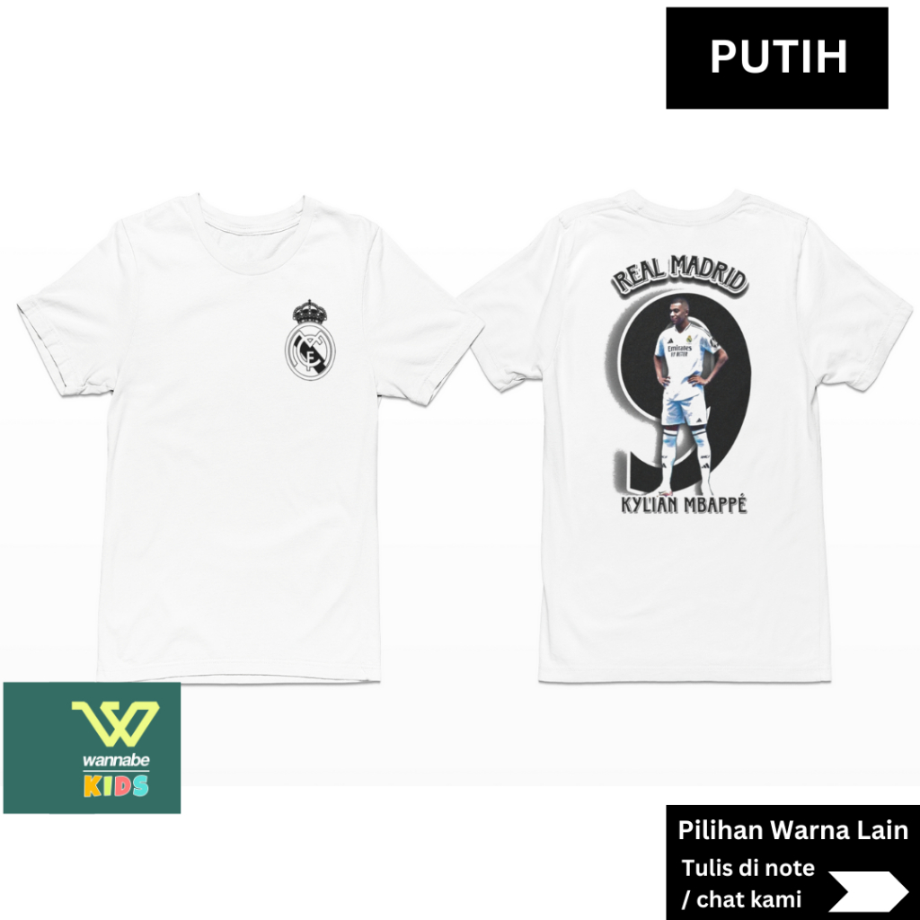 KAOS DEWASA DAN ANAK BOLA REALMADRID MBAPPE BAJU ANAK 2 - 12 TAHUN KAOS DEWASA S - 7XL BIGSIZE JUMBO