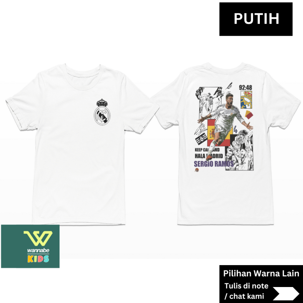 KAOS DEWASA DAN ANAK BOLA REALMADRID SERGIO RAMOS BAJU ANAK 2 - 12 TAHUN KAOS DEWASA S - 7XL BIGSIZE