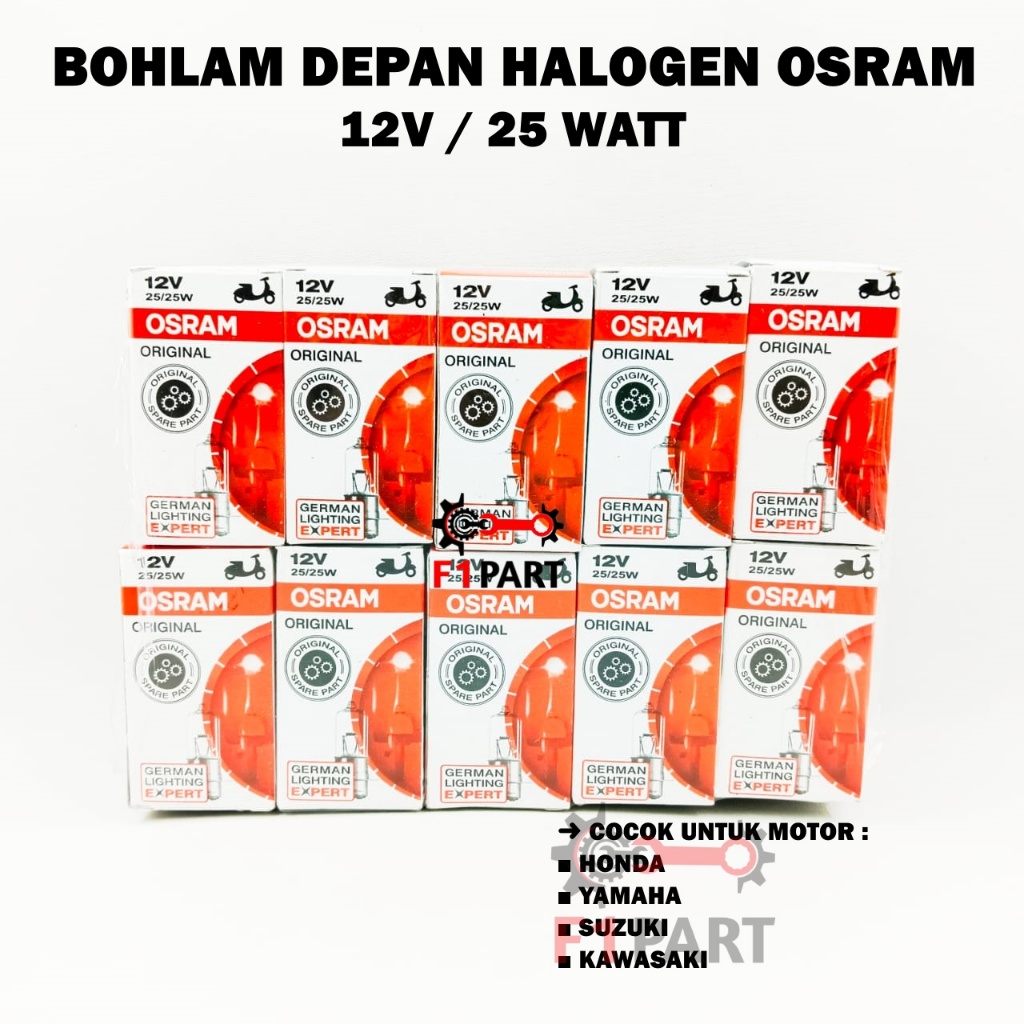 10Pcs Bohlam Halogen Depan Osram Lampu Kuning 12V/25W Untuk Motor Matic & Bebek Honda Yamaha Suzuki