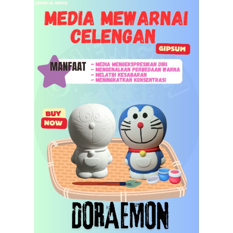 CELENGAN GIPSUM/CELENGAN EDUKASI/CELENGAN MEWARNAI/CELENGAN POLOS/CELENGAN KARAKTER/CELENGAN DORAEMO
