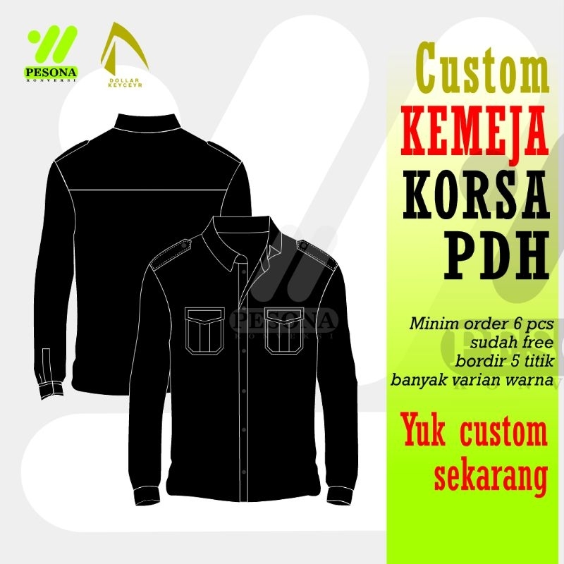 KEMEJA CUSTOM BORDIR SERAGAM PDH PDL KORSA Bahan Nagata Drill