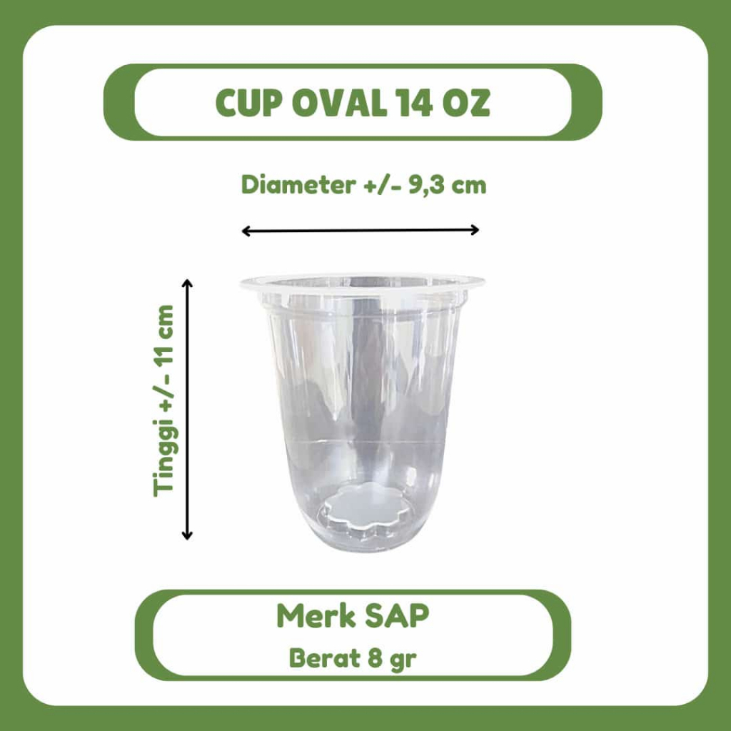 Cup datar 14 oz merk SAP/cup plastik murah