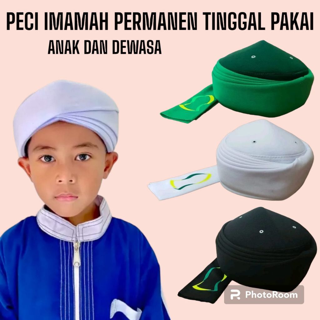 Peci Imamah Anak Permanen Sorban Imamah Permanen Siap Pakai Peci Imamah Peci Imamah Anak Laki