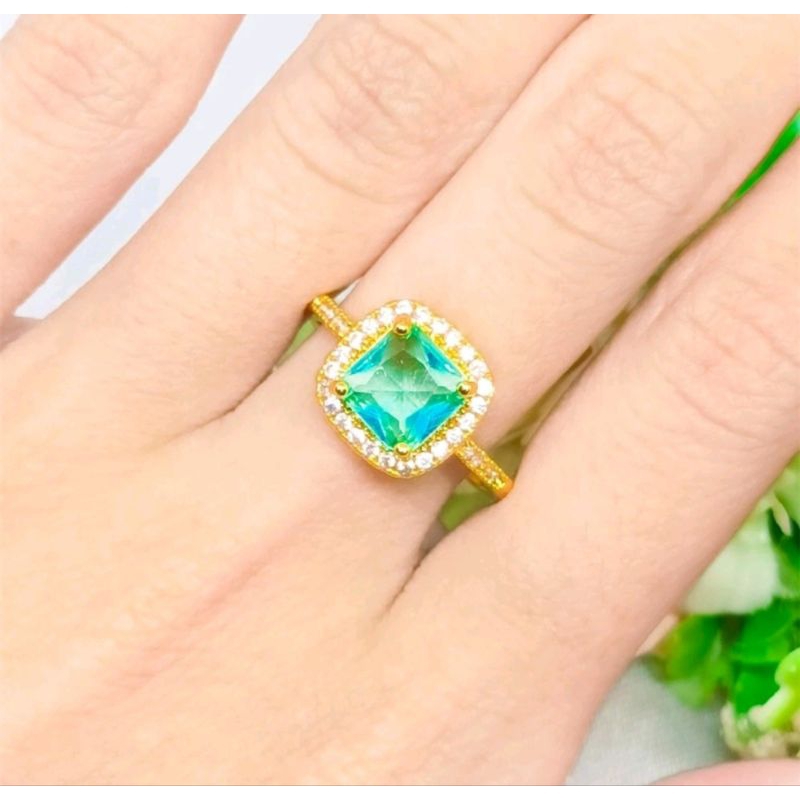 CINCIN TITANIUM WANITA DEWASA MOTIF PERMATA DELIMA KOTAK FASHION TERBARU