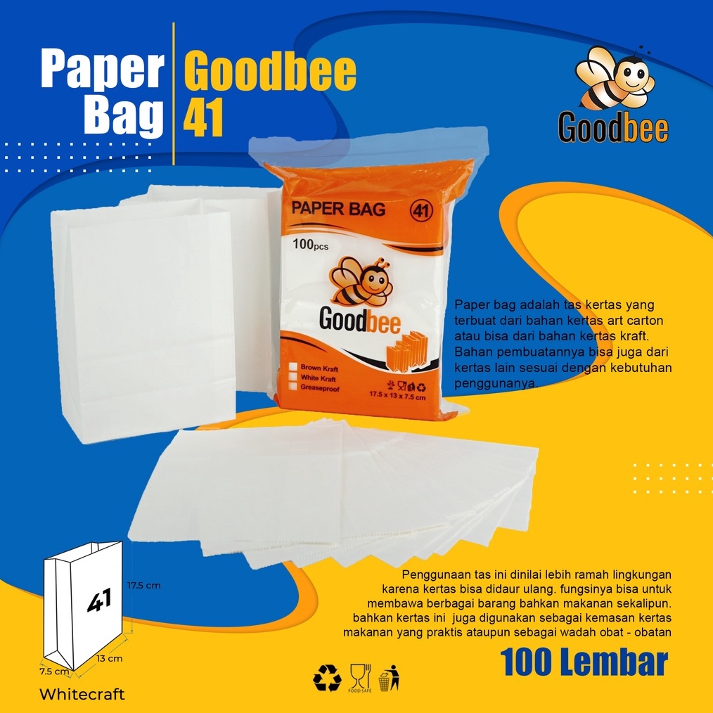 

Goodbee Paper Bag Kode 41 White Kraft Kantong Kes Goodbee White 1pcs