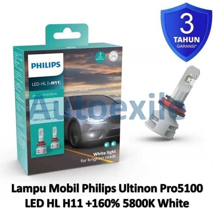 Philips Ultinon Pro5100 LED HL H11 12V 24V White Putih 5800K Original Garansi Lampu Depan Mobil Peng