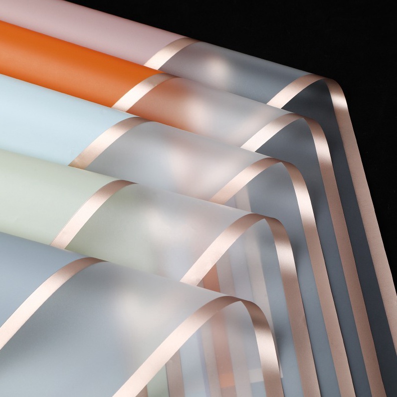 

2 Lembar Flower Wrapg Varian List Doue Gold Paper Flst Kes Buket Bunga Korea Cellophane List Gold Merek Sinowrap GRADE A