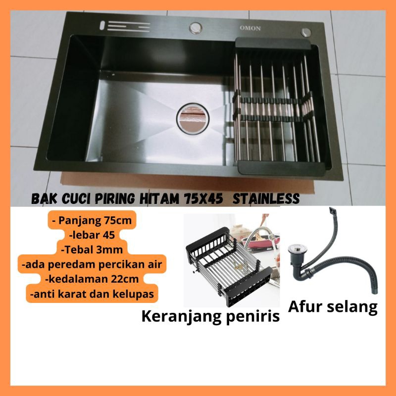 Kitchen Sink / Bak Cuci Piring Stainless hitam 7545 / bak cuci piring black/kitchen sink hitam