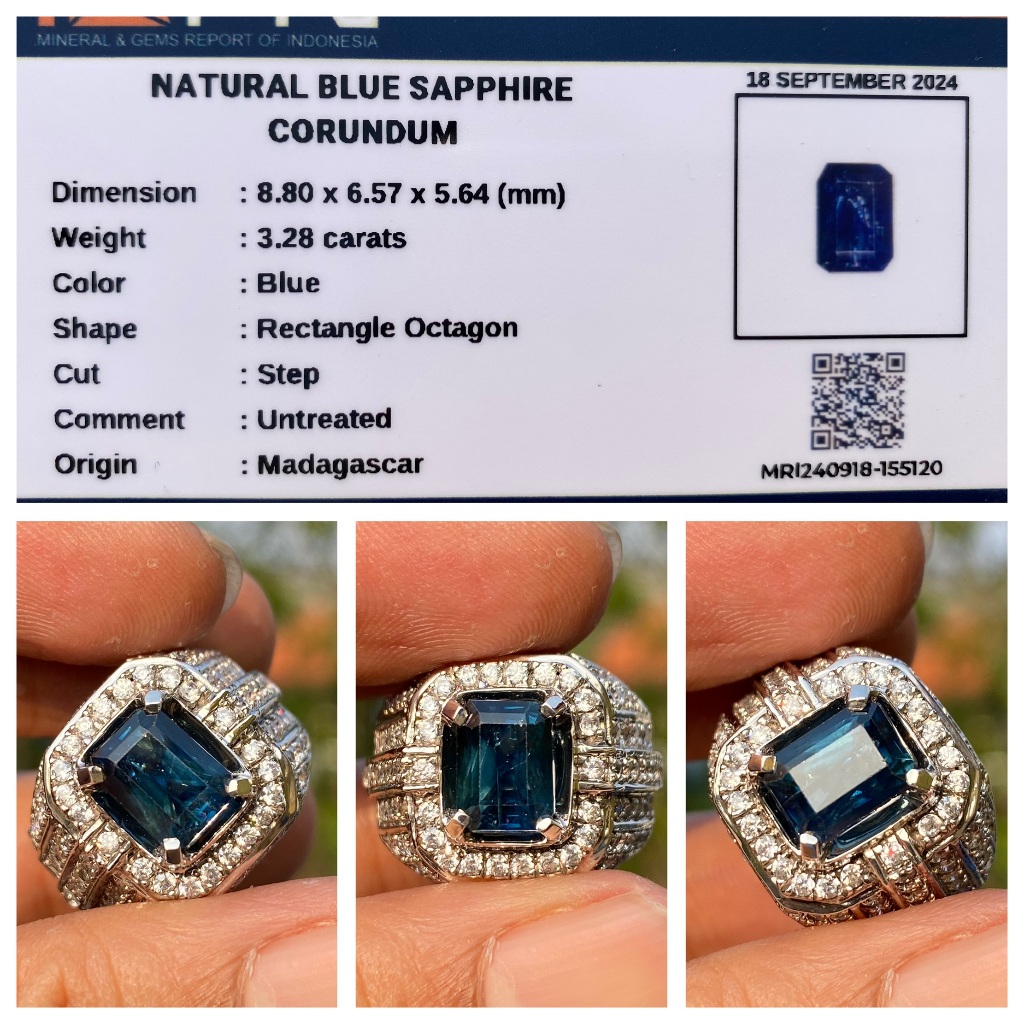 Natural 3.28ct blue sapphire no heat september birthstone