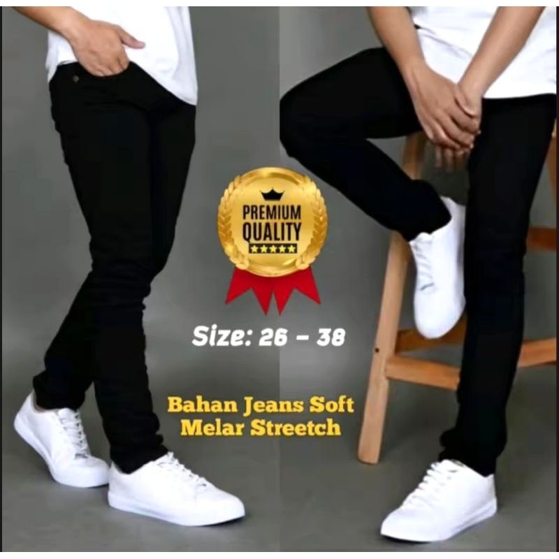 Celana jeans panjang bahan denim Stretch melar celana jeans pria melar celana jeans murah