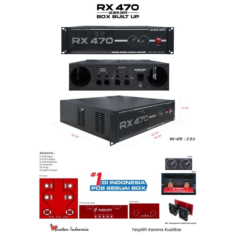 BOX POWER AMPLIFIER RX-470 BLACK GATE BY BGR,
