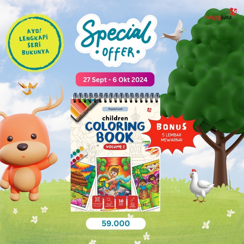 

Buku Mewarnai Dan Stiker - Children Coloring Book Volume 1 dan 2 - Ruang Kata - Buku Kaluku