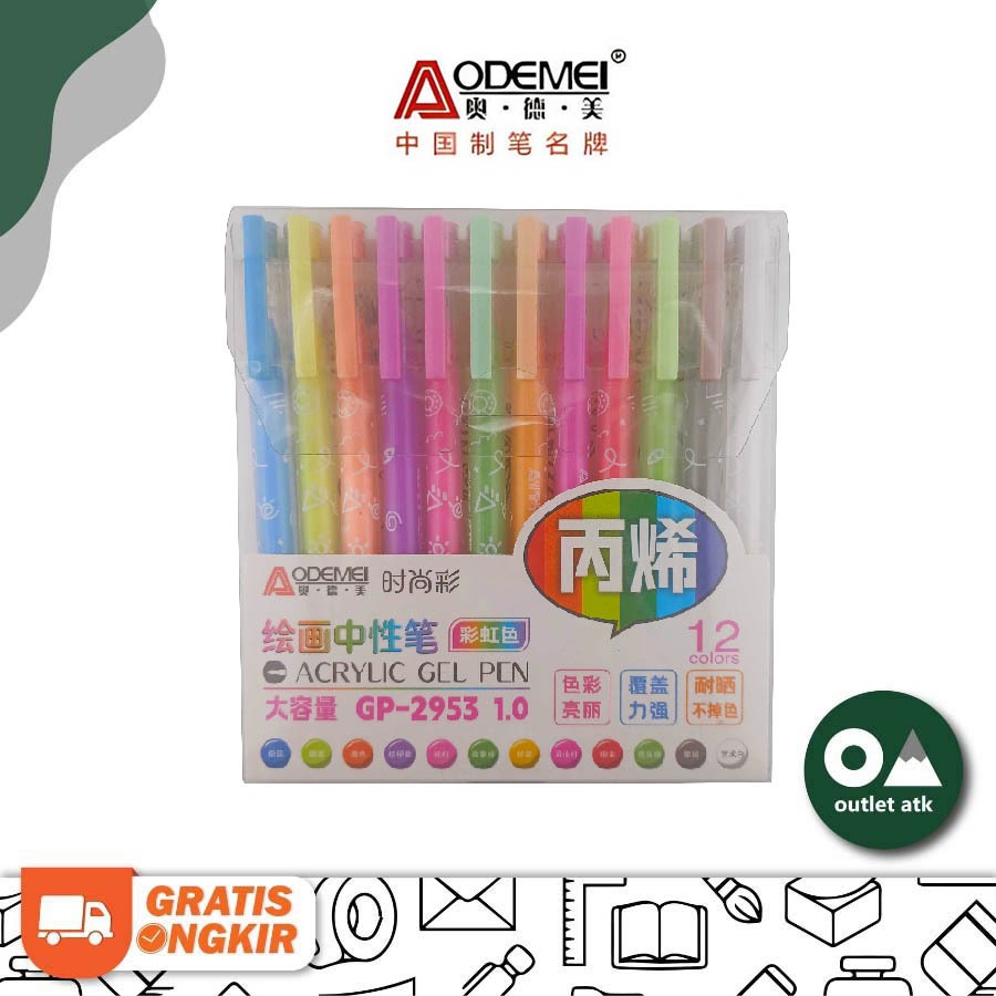 

Acrylic Gel Pen 1.0mm 12 Neon Colors - Pen Akrilik / Pen Warna