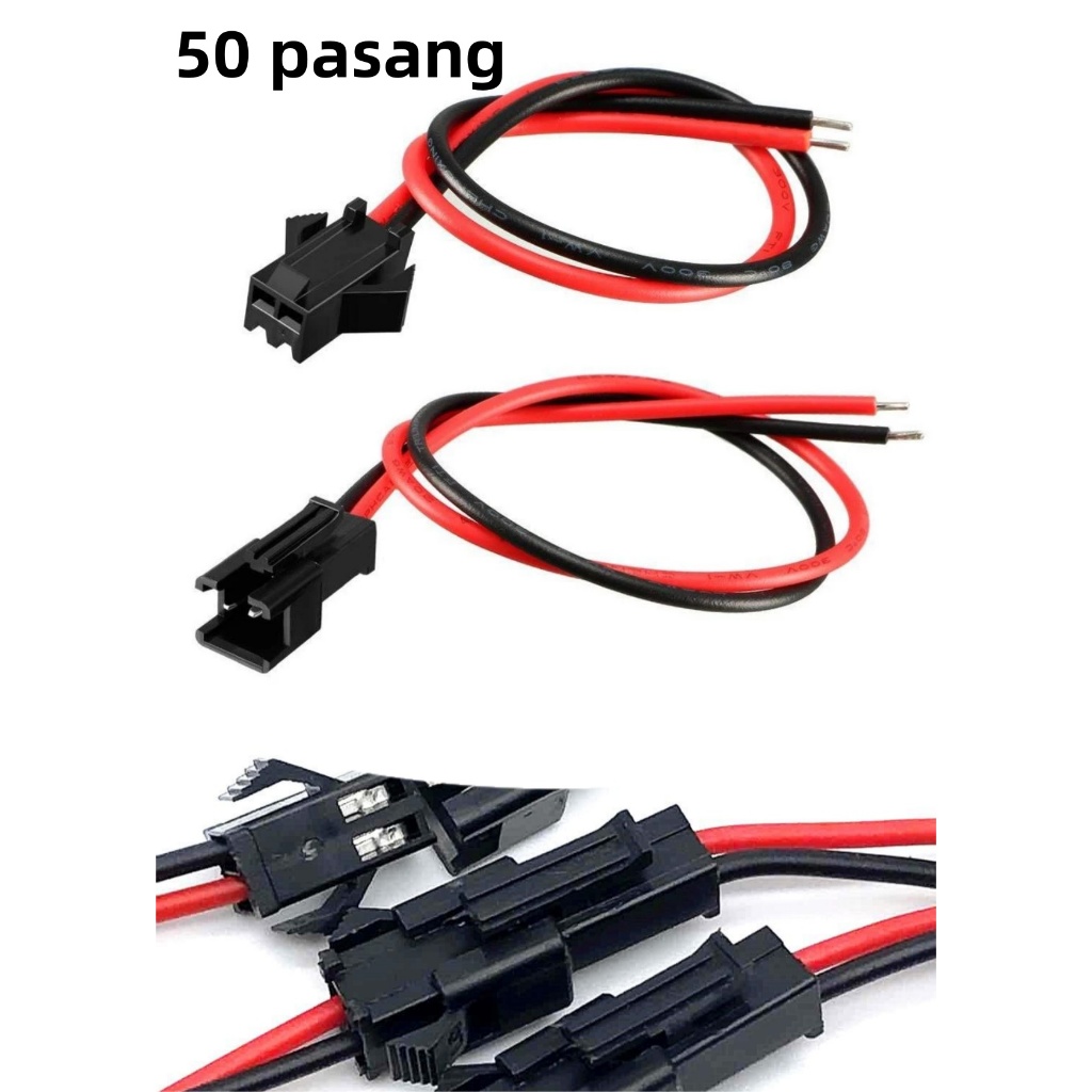 

50 pasang Konektor Kabel Soket DC JST SM 2pin JST Male female Connector SM2P dengan Silicon kabel