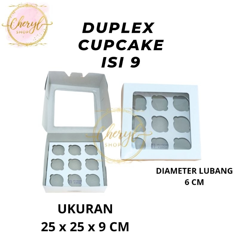 

(10 PCS) DOS / DUS KUE CUPCAKE DUPLEX PUTIH WINDOW ISI 9 UK 25 X 25 X 9 CM / kardus Box Kotak Hampers Duplex Putih Window