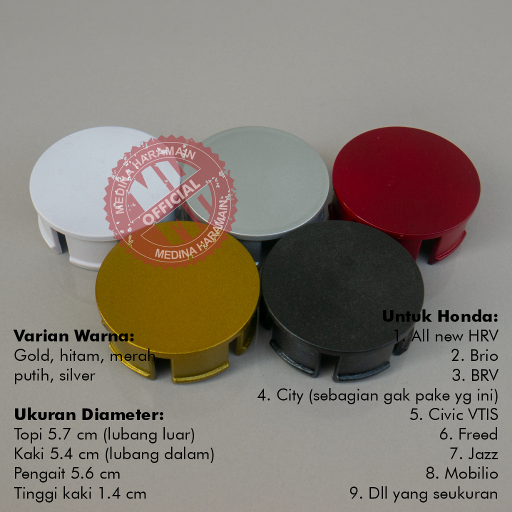 DOP VELG HONDA ALL NEW HRV BRIO BRV CITY CIVIC VTIS FREED JAZZ MOBILIO 5.7 5.4 WHEEL CENTER CAPS