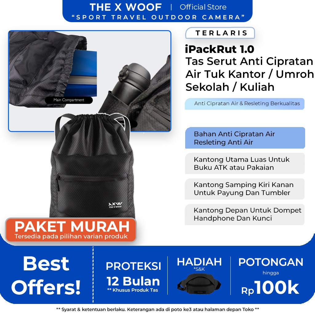 Tas Serut Tas Ransel Anti Cipratan Air The X Woof iPackRut1