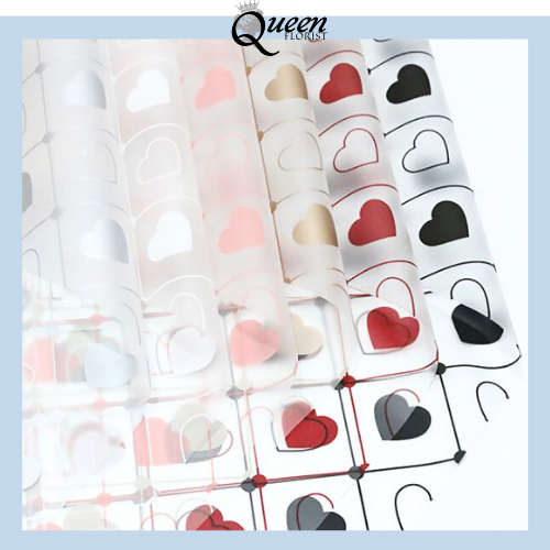 

20 LEMBAR Cellophane Kertas Buket Bunga Wrapping Paper Heart Semi Transparent Valantine Bouquet 6104