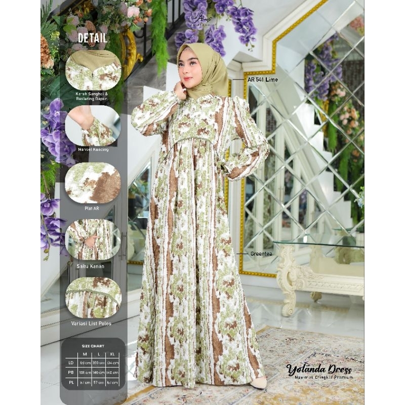 Dress Terbaru AR Rafi - Yolanda Dress - Gamis Motif Crinkle Premium - ORI By AR Rafi