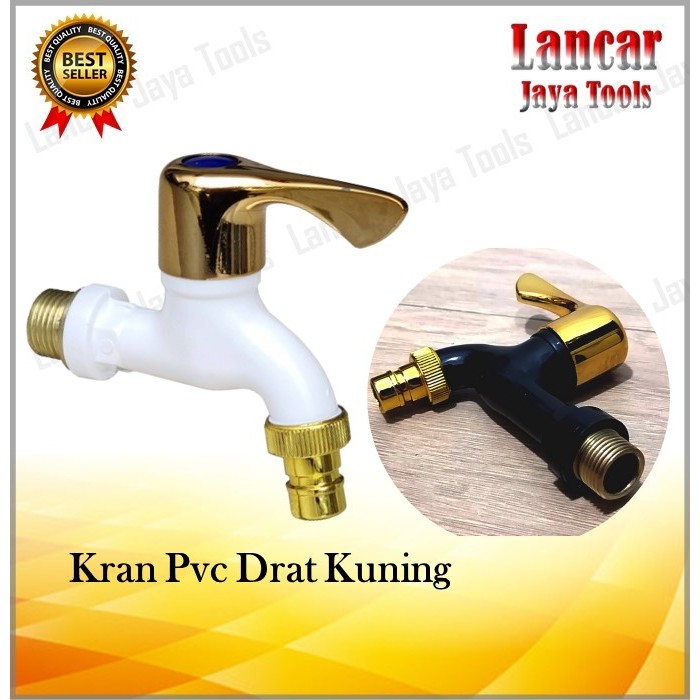 Kran Tembok Air Plastik 1/2 putar / Kran Air Plastik / Kran Tembok / Keran Kran Pvc Drat Kuning