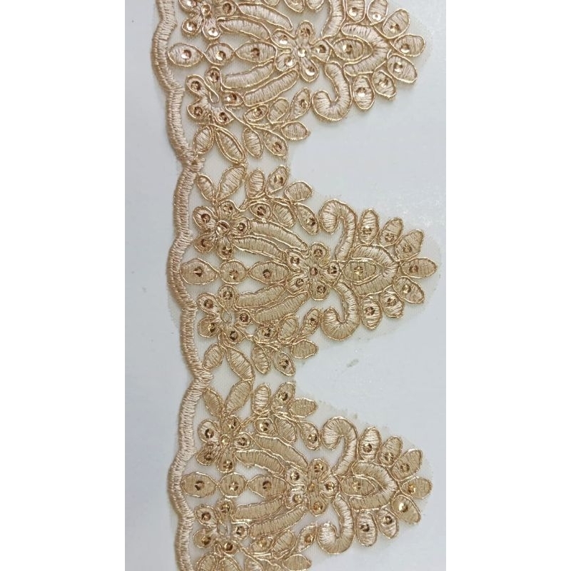 renda bordir tile payet lebar 10 cm (harga per setengah meter)