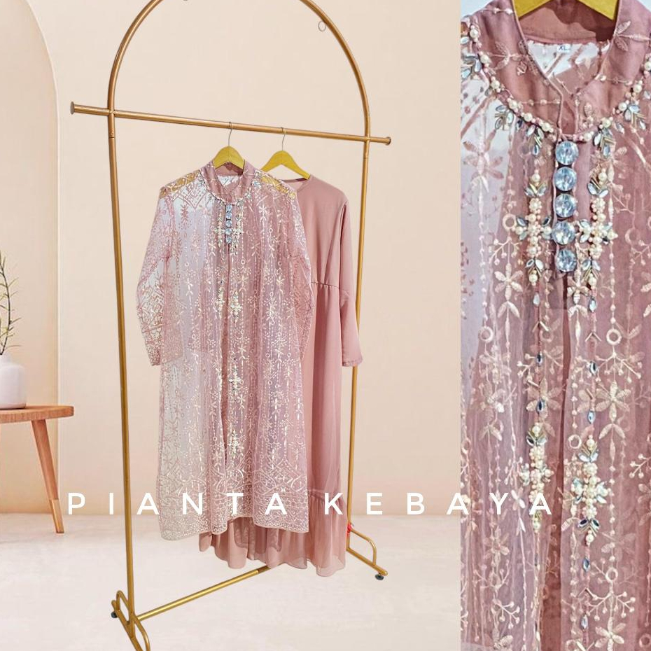 Gamis Tulle Payet Outer Lepas Pasang, Busana Pesta Elegan dengan Inner
